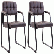 Décoshop26 - Lot de 2 chaises de bureau visiteur avec accoudoirs assise en PVC marron cadre métal noir 10_0003107 - marron métal 3000251401769 Décoshop26 - Lot de 2 chaises de bureau visiteur avec accoudoirs assise en PVC marron cadre métal noir 10_0003107 - marron métal 3000251401769