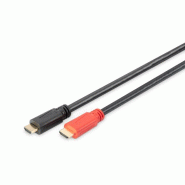 DIGITUS Câble de connexion HDMI High Speed, avec amplificateur, HDMI-A - HDMI-A, 15 m, noir - noir 4016032295808