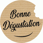 Etiquette cadeau adhésive Bonne dégustation croqué kraft Ø35mm - par 500