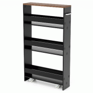 Helloshop26 - Chariot de rangement étroit 47,5 x 13 x 80,5 cm mobilité flexible design moderne en bois marron - marron métal 3000232907570