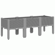Helloshop26 - Jardinière bac lit surélevé plantes fleurs terrasse jardin avec pieds clair 120 x 40 x 42 cm PP gris 02_0038172 - 3000214114859