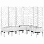 Helloshop26 - Jardinière bac lit surélevé plantes fleurs terrasse jardin avec treillis 160 x 120 x 142 cm PP blanc 02_0038250 - 3000214148540 Helloshop26 - Jardinière bac lit surélevé plantes fleurs terrasse jardin avec treillis 160 x 120 x 142 cm PP blanc 02_0038250 - 3000214148540