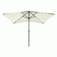 Helloshop26 - Parasol avec led et mât en acier sable 2 x 3 m 02_0008070 - acier 3000432082725
