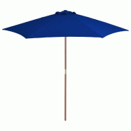 Helloshop26 - Parasol d'extérieur avec mât en bois 270 cm bleu 02_0008256 - bleu Bambou 3000441447768