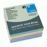INFONOTES Bloc-notes adhésif cube couleurs pastel (7,5 x 7,5 cm) - 4011169820985
