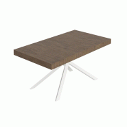 Itamoby Table Extensible Niket En Noyer 160/264X90 Cm Avec Pieds Blancs - marron multi-matériau VE0160TAVNIKE-NC-BI