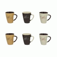 Novastyl - Lot 6 Mugs Cafe Parisien 30cl En Gres 3 Decors Assortis - 3256391044803 Novastyl - Lot 6 Mugs Cafe Parisien 30cl En Gres 3 Decors Assortis - 3256391044803