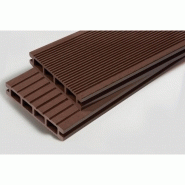 Pack 1 m² lame de terrasse composite Dual - accessoires inclus (4 coloris) - coloris chocolat, épaisseur 25mm, largeur 14cm, longueur 240cm_0