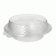 Papstar 100 bols traiteur et à salade avec couvercle à charnière PP rond 950 ml 8,7 cm x 22 cm x 21,5 cm - transparent plastique polypropylène 97032