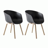 SalesFever Ensemble de 2 chaises coquille | Siège baquet en plastique | Cadre en métal aspect bois | L 54,5 x P 54 x H 77,5 cm | noir - noir multi-m SalesFever Ensemble de 2 chaises coquille | Siège baquet en plastique | Cadre en métal aspect bois | L 54,5 x P 54 x H 77,5 cm | noir - noir multi-m