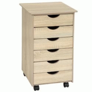 Tectake Caisson de bureau à roulettes en bois 65x36x40cm  Bois clair, Chêne Sonoma - 401788 - beige Bois manufacturé 401788