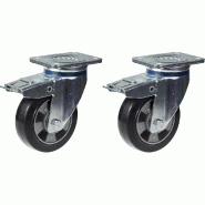 152mm 6" roulettes pivotantes en caoutchouc noir avec frein, capacité de charge de 660kg, jeu de 2 152mm 6" roulettes pivotantes en caoutchouc noir avec frein, capacité de charge de 660kg, jeu de 2