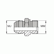 Adaptateur droit mâle JIC x mâle DIN - Pour bague BS - Cône 60° - MJI7/16 / MDCT10X100