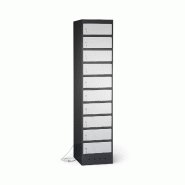 Casier de recharge avec 10 compartiments pour appareils mobiles & batteries de vélo Casier de recharge avec 10 compartiments pour appareils mobiles & batteries de vélo