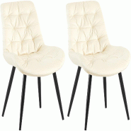 Décoshop26 - Chaises de salle à manger x2 en velours crème cadre en métal noir confort & élégance intemporelle 10_0007449 - beige métal 3000266113992
