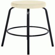 Décoshop26 - Tabouret de bar avec repose-pieds en velours crème piètement métallique noir mat à quatre pieds 10_0005809 - beige métal 3000265232557