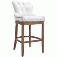 Décoshop26 - Tabouret de bar x1 confortable design rétro assise capitonné en véritable cuir blanc pieds en bois clair 10_0005059 - blanc 3000252436487 Décoshop26 - Tabouret de bar x1 confortable design rétro assise capitonné en véritable cuir blanc pieds en bois clair 10_0005059 - blanc 3000252436487