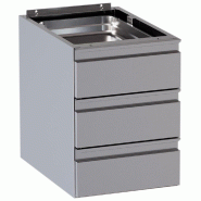 Diamond - Bloc 3 tiroirs (table prof. 700 mm) - Guides téléscopiques - réf. CRB3-SA7 - inox AKS-CRB3-SA7