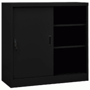 Helloshop26 - Armoire de bureau avec porte coulissante 90 x 40 x 90 cm robuste et sécurisée design moderne en acier noir 02_0046812 - noir acier 300