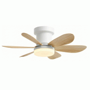 Lumisky Ventilateur Plafond LED MISTRAL D52cm Effet bois Plastique Beige - beige 3666162013141_0