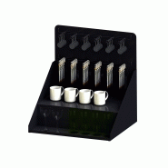 Présentoir mobile - comptoir en métal à 2 niveaux avec rampes de crochets_1