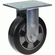 Roulette fixe de 152 mm avec caoutchouc élastique noir sur roue centrale en aluminium Roulette fixe de 152 mm avec caoutchouc élastique noir sur roue centrale en aluminium