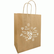 Sac kraft Ornement naturel et blanc 34x14X39.5cm - par 50