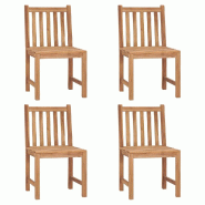 VidaXL Chaises De Jardin Lot De 4 Bois De Teck Solide - 3073085