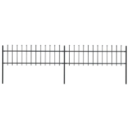 Vidaxl clôture de jardin avec dessus en lance acier 3,4 x 0,6 m noir 277594