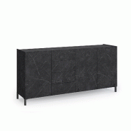 AQA Design Buffet 3 portes ALVEA en mélamine marbre noir L.174 P.40 H.84 MP07060 - multicolore Bois manufacturé MP07060