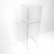 Bac soldeur carré PETG avec porte-affiche 29x29x90 cm