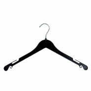 Cintre plastique recyclé noir 43cm avec crochets et encoches – lot de 100