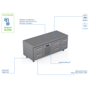 Comptoir réfrigéré bas en acier inoxydable -1600 × 660 × 660 mm - CSTL-16-2022 Comptoir réfrigéré bas en acier inoxydable -1600 × 660 × 660 mm - CSTL-16-2022