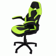Décoshop26 - Chaise de bureau pivotante chaise gaming avec accoudoir hauteur réglable en PVC noir-vert 04_0006227 - noir 3000261657606