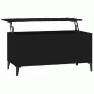 Décoshop26 - Table basse plateau relevable design moderne et contemporaine 90 x 44,5 x 45 cm bois d'ingénierie noir et métal DEC039808 - noir méta