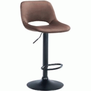 Décoshop26 - Tabouret de bar chaise haute x1 avec repose-pieds en velours marron piètement métallique noir 10_0004601 - marron 3000252193724 Décoshop26 - Tabouret de bar chaise haute x1 avec repose-pieds en velours marron piètement métallique noir 10_0004601 - marron 3000252193724
