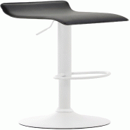 Décoshop26 - Tabouret de bar x1 design minimaliste hauteur réglable repose-pieds en PVC noir et métal blanc 10_0006037 - blanc métal 3000265353399