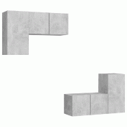 Helloshop26 - Ensemble de meubles armoire buffet TV télévision salon chambre séjour 4 pièces bois d'ingénierie gris 02_0024701 - gris Bois massif