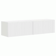 Helloshop26 - Meuble TV mural moderne avec 2 étagères pratique rangement 60 x 31 x 29 cm en bois d'ingénierie blanc 02_0054887 - blanc Bois massif
