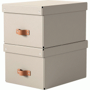 LEITZ Lot de 2 boîtes de rangement Puro, 17 L, en carton 100% recyclé, coloris beige - 4002432136452