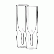 Masterpro Foodies - Set de 2 verres hauts de 190ml en borosilicate transparent à double paroi - transparent verre Q5179