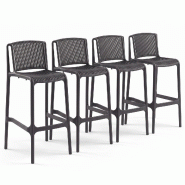 Mod. NES Ensemble de 4 tabourets d'extérieur anthracite pour jardin, terrasse, bar, design élégant - gris 974