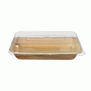 Papstar 10 barquettes, feuille de palme carrée 200 ml 4,8 cm x 12 cm x 18 cm avec couvercle rPET "Kombipack" - marron Matériau naturel 44199000