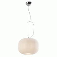ROSSINI ILLUMINAZIONE Lampe À Suspension Rigadin En Chrome Et Verre Blanc Satiné 30Cm, E27 Ip20, Style Géométrique Moderne - Groupe Rossini - RIG004