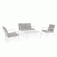 Salon de terrasse Konnor blanc avec accoudoir CX21