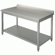 Table de travail en inox avec étagère et dosseret - 1200x700x850 mm - PHCA0029/U