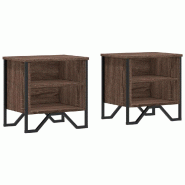 VidaXL Tables de chevet 2pcs chêne marron 40x30x40cm bois d'ingénierie – Modèle Vision Bois - 848503