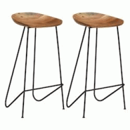 VidaXL Tabourets De Bar Lot De 2 Bois D Acacia Massif - 247934 VidaXL Tabourets De Bar Lot De 2 Bois D Acacia Massif - 247934