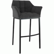 CLP Tabouret de bar Damaso Cord avec piètement à quatre pieds Gris foncé/Noir - gris métal 326353 CLP Tabouret de bar Damaso Cord avec piètement à quatre pieds Gris foncé/Noir - gris métal 326353
