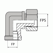 Coude 90° femelle NPT x femelle tournant NPSM (cylindrique) - Cône 60° - NPT-CFFNPSM90202 - Designation CFNPT1/8 / FNPSM1/8
